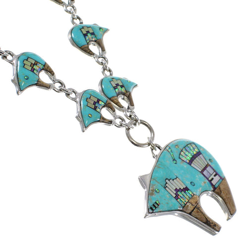 Mesa Design Sterling Silver Multicolor Bear Link Necklace Set WX71711